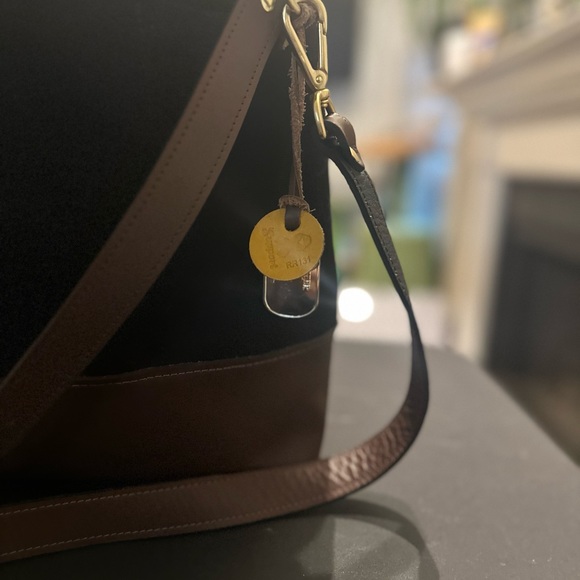 R. Riveter black canvas brown leather tote “Doyle” - Picture 5 of 9